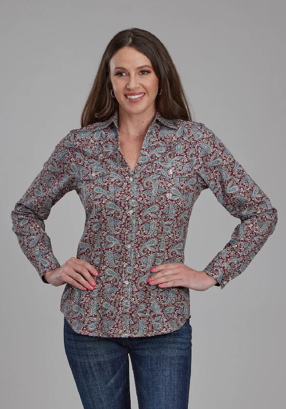 Comfortable Mind Roper Womens 2154 Orchard Paisley Multi-Color 100% Cotton Btn L/S Shirt