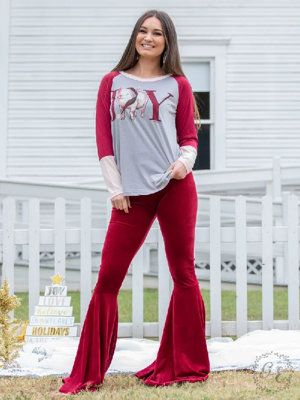 So Chic Ruby Velvet Flare Pants