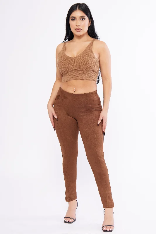 Fashion Must-have Seamed Suede Skinny Legging