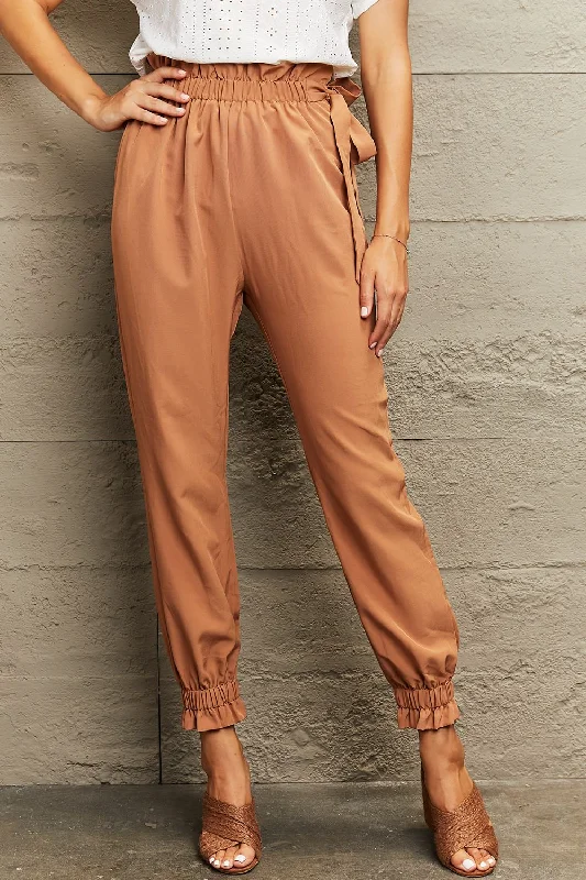 Dynamic Fashion Tie Waist Cropped Pants