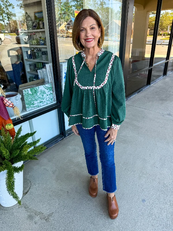 Cozy Layers Touch Of Flower Top: H Green