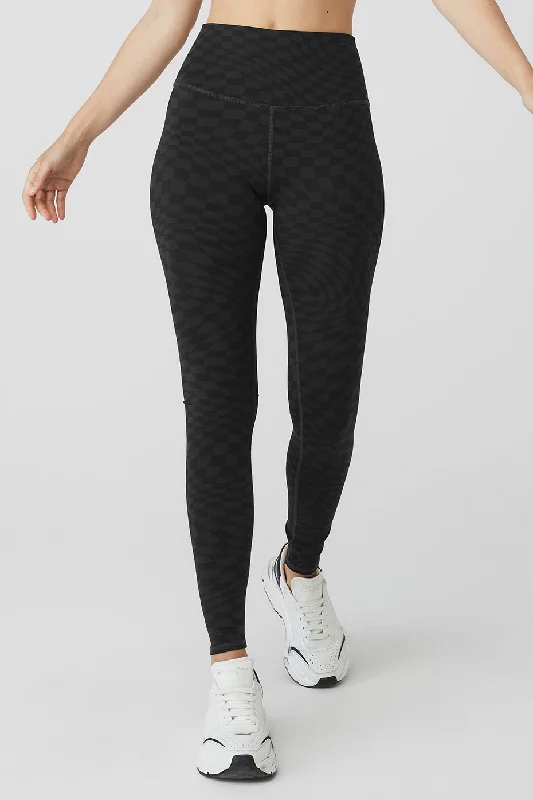 Jacquard High-Waist Checkered Legging - Black/Anthracite