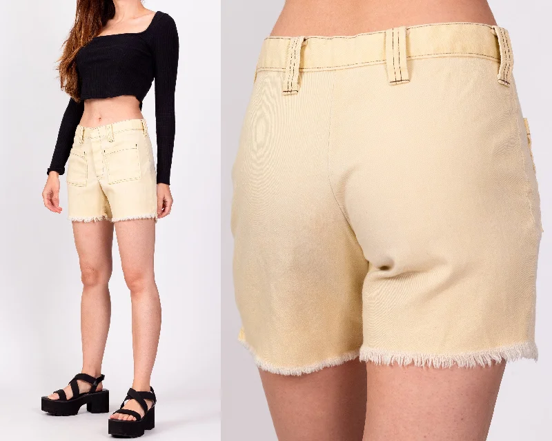 70s Yellow Mid Rise Cut Off Shorts - Extra Small