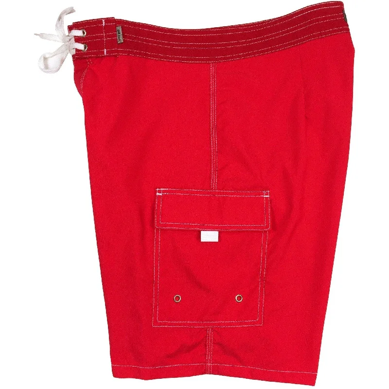 Ultra-lightweight "A Solid Color" Mens Board Shorts - 19.5" Outseam / 7" Inseam (Red)