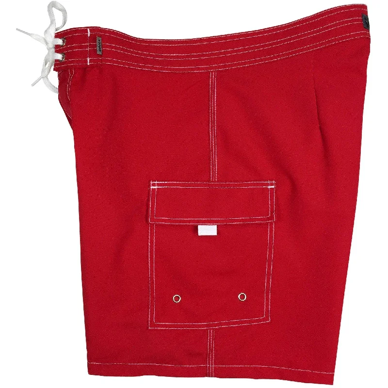 Leisure Travel "A Solid Color" Mens Board Shorts w/ Dual Cargo Pockets. 17.5" Outseam / 5" Inseam (Red) Leisure Travel "A Solid Color" Mens Board Shorts w/ Dual Cargo Pockets. 17.5" Outseam / 5" Inseam (Red)
