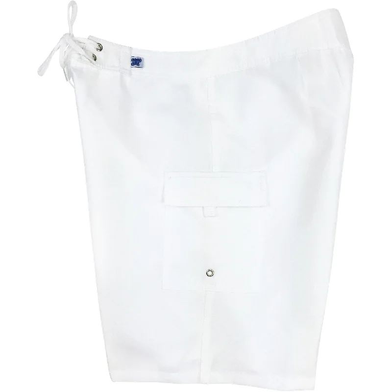 Retro Style "A Solid Color" Women's Board Shorts - Regular Rise / 10.5" Inseam (White) Retro Style "A Solid Color" Women's Board Shorts - Regular Rise / 10.5" Inseam (White)