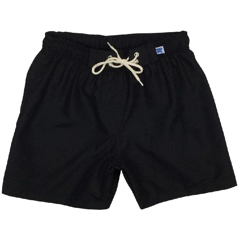 Street Show-off Style " A Solid Color" Womens Elastic Waist Board (Swim) Shorts. REGULAR Rise + 5" Inseam (Black+Black stitch) Street Show-off Style " A Solid Color" Womens Elastic Waist Board (Swim) Shorts. REGULAR Rise + 5" Inseam (Black+Black stitch)