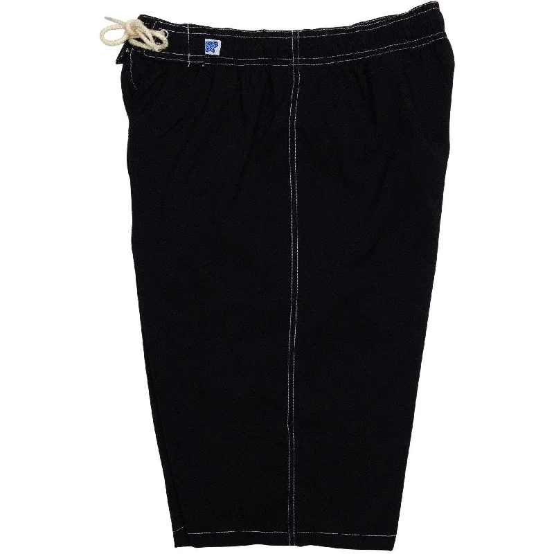 Retro Lace Fabric "A Solid Color" BEST SELLING Women's Elastic Waist (Swim) Board Shorts. REGULAR Rise + 11" Inseam (Black+White stitching) Retro Lace Fabric "A Solid Color" BEST SELLING Women's Elastic Waist (Swim) Board Shorts. REGULAR Rise + 11" Inseam (Black+White stitching)