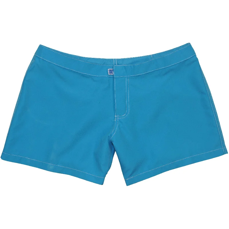 Trendy Looks A Solid Color (Turquoise) Womens Board/Swim Shorts - 4"