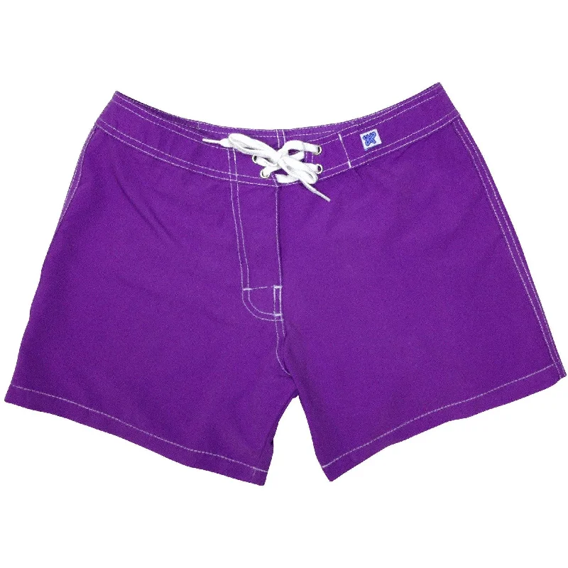 "A Solid Color" Women's (Swim) Board Shorts - Regular Rise / 5" Inseam (Purple)