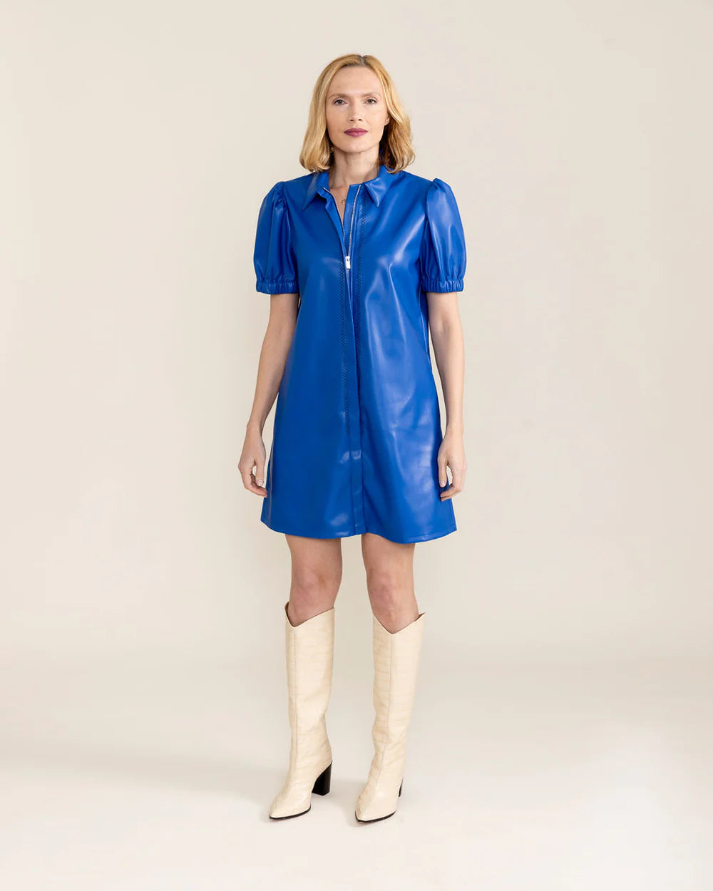Lace Design Anderson Dress - Blue