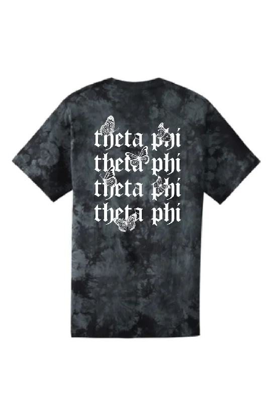 High Street Style Black Crystal Tie-Dye Tee