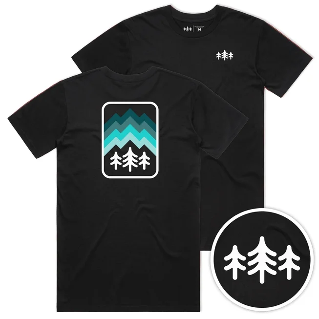 Playful Style Black & Teal TriPine Graphic Tee (Unisex SM-2X)