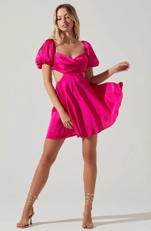 Elegant Design Clarita Cutout Puff Sleeve Mini Dress