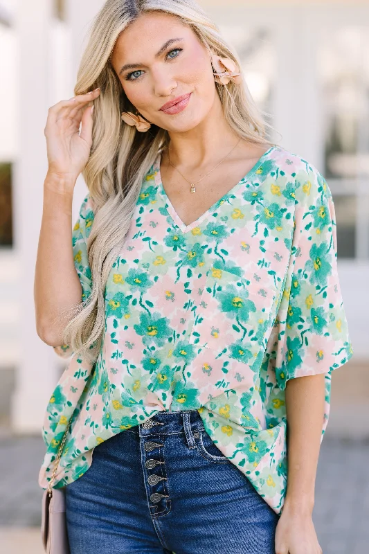 Fresh And Natural Couldn't Be Better Green Floral Top