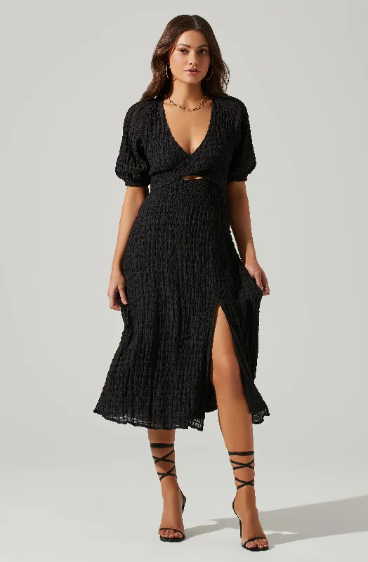 Fashion Design Cross Bust Tie Back Midi Dress