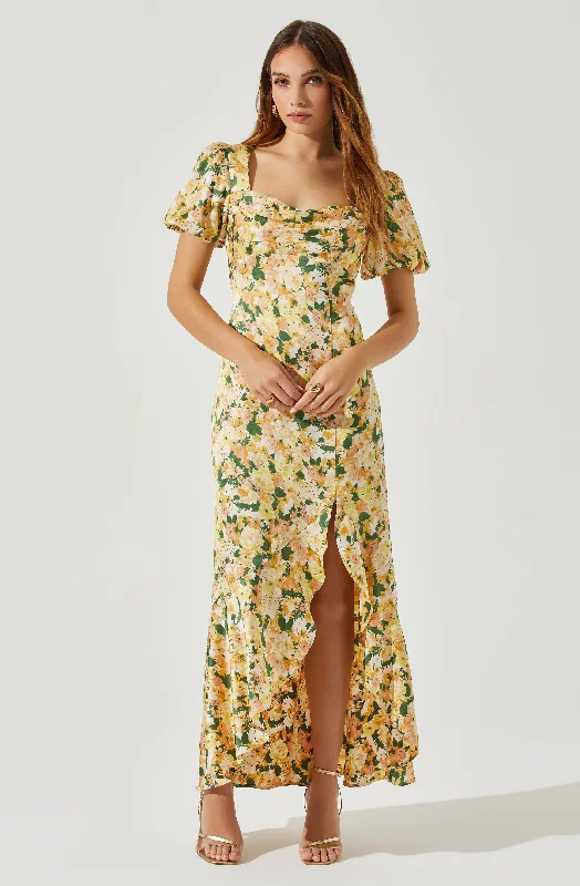 Unique Prints Dayanara Puff Sleeve Floral Maxi Dress