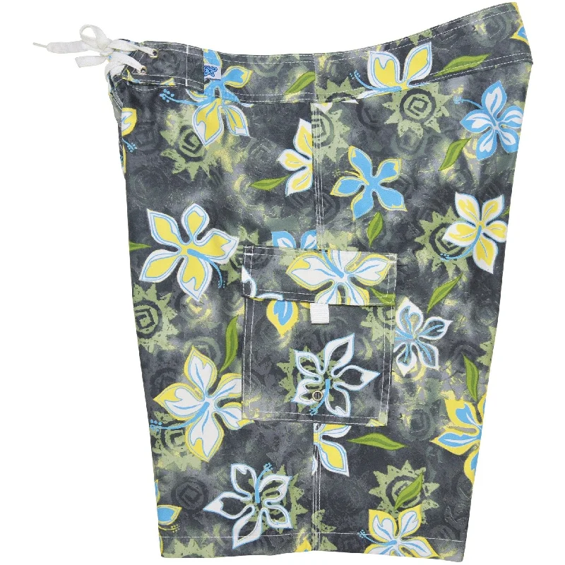 Street Sports Shoes "Desert Bloom" Girls Board (Swim) Shorts - 8.5" Inseam (Charcoal+Yellow, or Charcoal+Blue) *SALE* Street Sports Shoes "Desert Bloom" Girls Board (Swim) Shorts - 8.5" Inseam (Charcoal+Yellow, or Charcoal+Blue) *SALE*