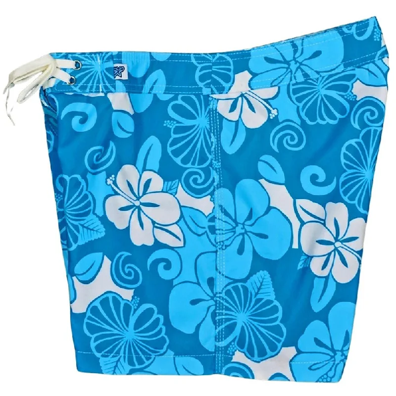 French Style "Dream Girl" Board Shorts - Regular Rise / 5" Inseam (Blue)