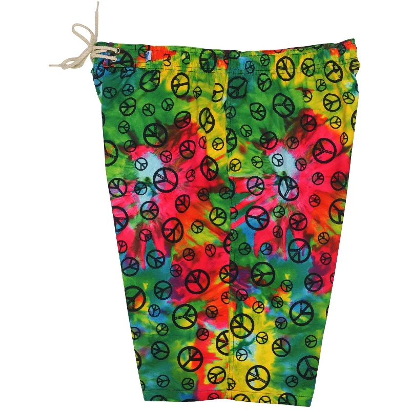 "Sign Language" Tie Dye Elastic Waist Board Shorts. Regular or High Rise/Waist. Women's CUSTOM