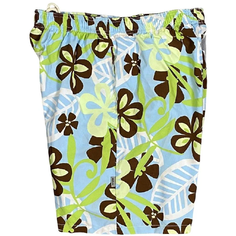 Skirt style Elastic Waist Swim Trunks with Mesh Liner "License to Chill" CUSTOM (Blue)