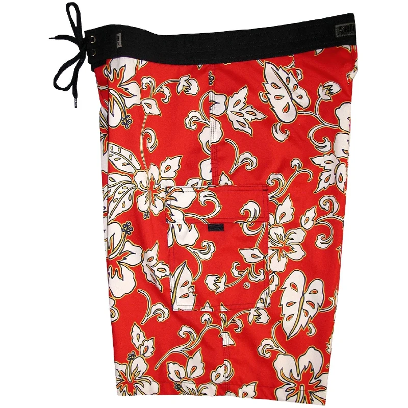Sports Yoga Style "Elemental" Mens Board Shorts - 22" Outseam / 9.5" Inseam (Red)