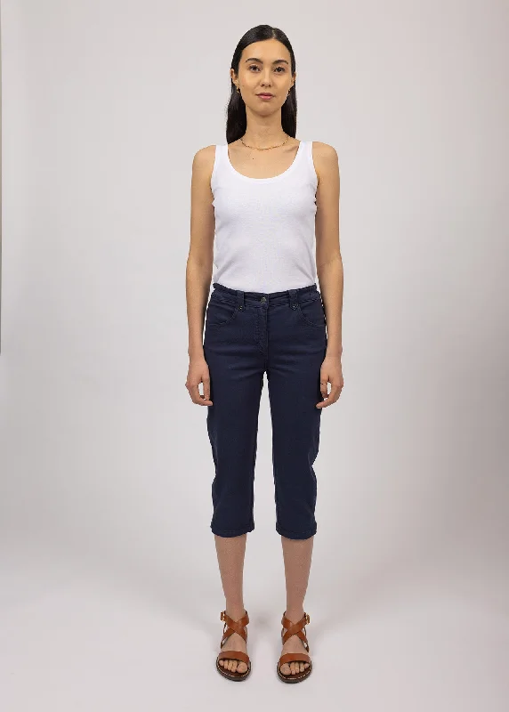 Fresh And Simple Elodie three quarters pants - in cotton, comfort fit (MARINE)