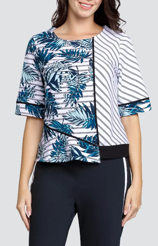 Comfortable And Versatile Enilda Top - Striped Palm - FINAL SALE