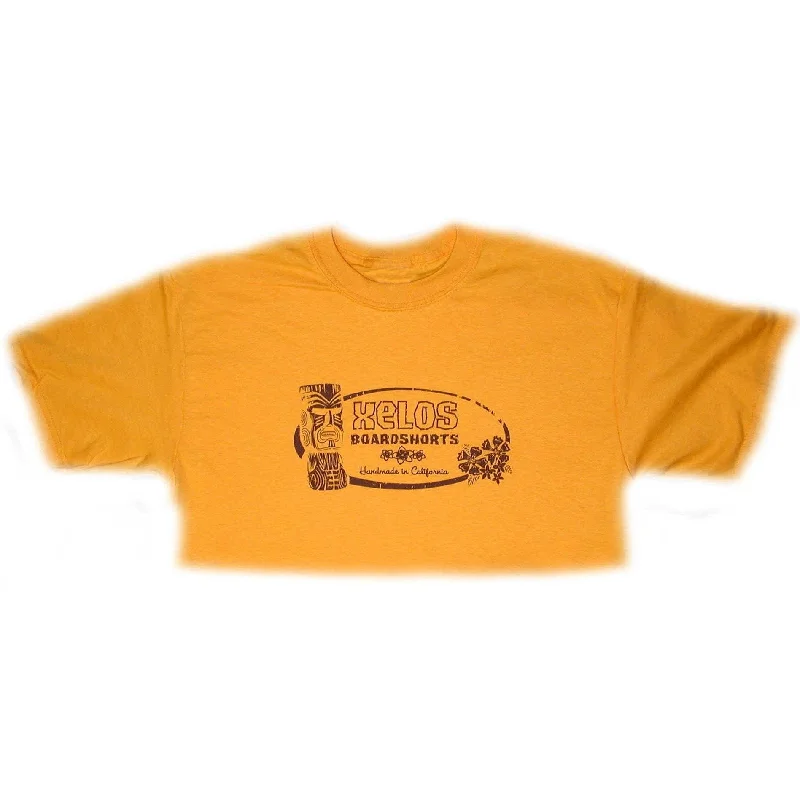 Trendy and versatile Mens "Tiki" Short Sleeve 100% Cotton Tee (Gold)