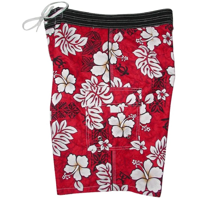 Short skirt design **Fixed (Non Elastic) Waist Board Shorts "Tribal Council" (Red) Print Mens CUSTOM Short skirt design **Fixed (Non Elastic) Waist Board Shorts "Tribal Council" (Red) Print Mens CUSTOM