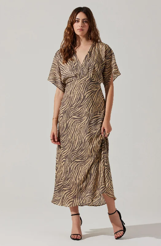 Personalized Series Flutter Sleeve Open Back Midi Dress