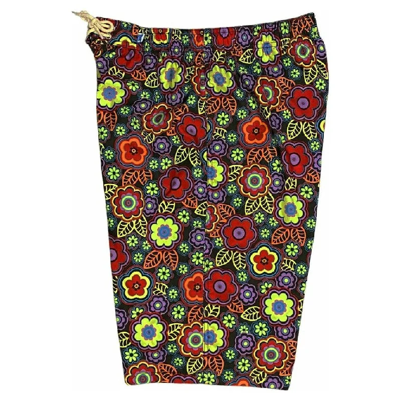Sports High Waist Style "Groovapalooza" Elastic Waist Board Shorts. Regular Rise or High Waist. Women's CUSTOM Sports High Waist Style "Groovapalooza" Elastic Waist Board Shorts. Regular Rise or High Waist. Women's CUSTOM