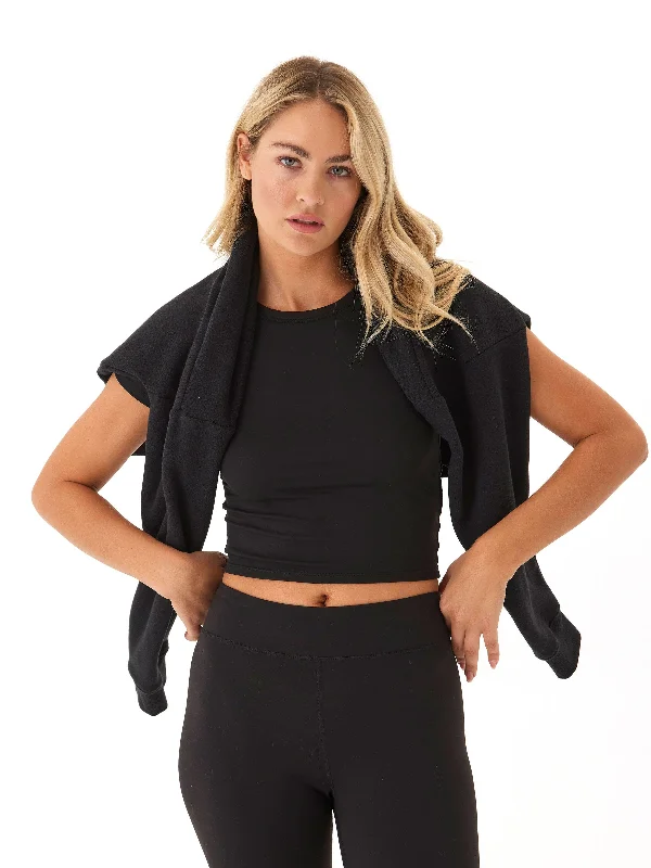 Fashion Selection Guadalupe Heather Luxe Jersey Crop Tee