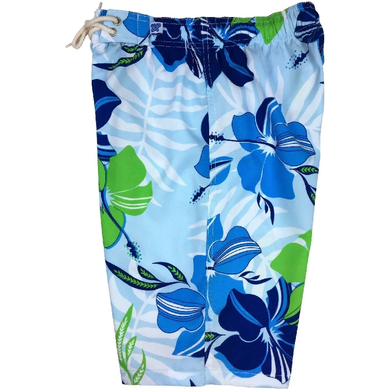 Printed pattern "Gypsy Soul" (Blue) Elastic Waist Board Shorts. Regular Rise or High Waist. Women's CUSTOM Printed pattern "Gypsy Soul" (Blue) Elastic Waist Board Shorts. Regular Rise or High Waist. Women's CUSTOM