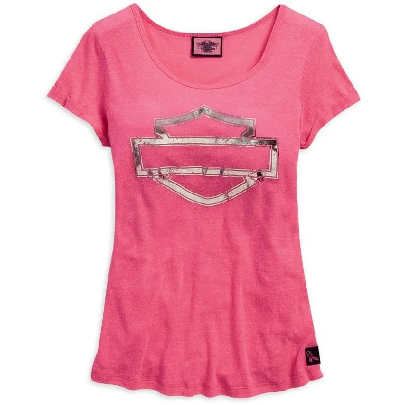 Simple Matching Harley-Davidson™ Women's Tee, Pink Label Metallic Bar & Shield 99119-15VW