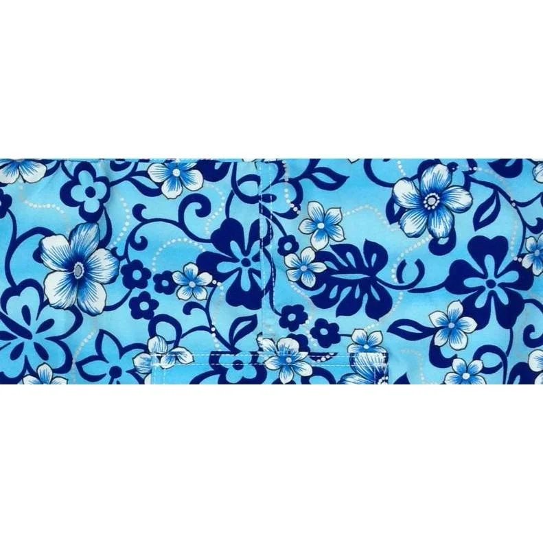 Avant-garde trend "Haywire" (Blue) Elastic Waist Board Shorts. Regular Rise or High Waist. Women's CUSTOM Avant-garde trend "Haywire" (Blue) Elastic Waist Board Shorts. Regular Rise or High Waist. Women's CUSTOM