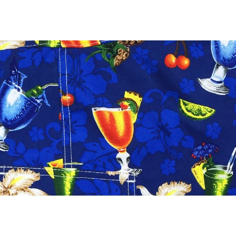 Playful Style "Hurry Sundown" Cocktail Print Mens Swim Trunks (with mesh liner) - 17" Outseam / 4.5" Inseam (Blue) Playful Style "Hurry Sundown" Cocktail Print Mens Swim Trunks (with mesh liner) - 17" Outseam / 4.5" Inseam (Blue)
