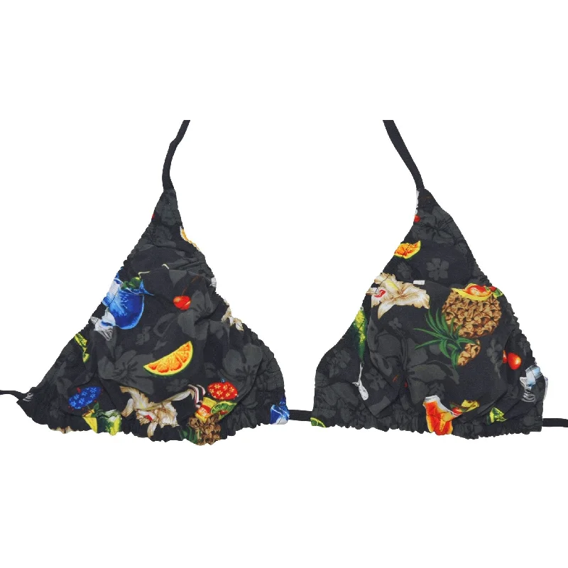 Classic Series "Hurry Sundown" Cocktails Print Bikini Top (Black, Sand, or Blue)