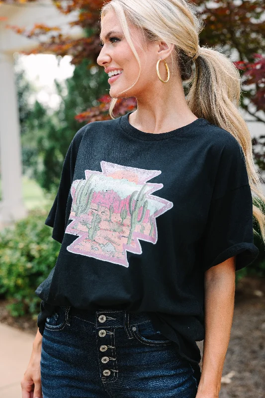 Personalized print Into The Desert Black Graphic Tee