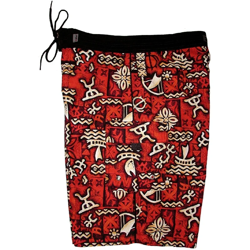 Knowledge And Elegance "Jungle Cruise" Mens Board Shorts - 22" Outseam / 9.5" Inseam (Red)