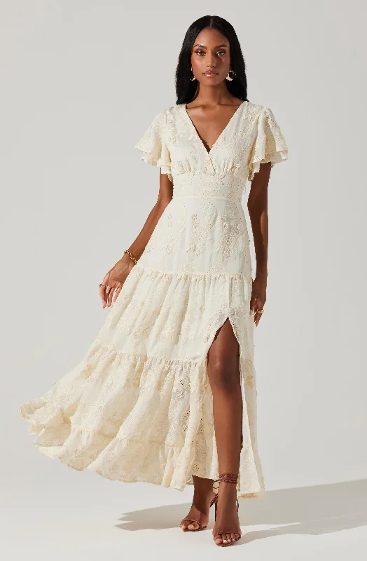 Integrated Design Junia Embroidered Tiered Maxi Dress