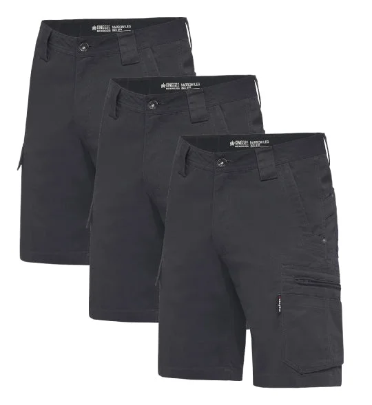 Breathable Design King Gee Tradies Summer Lightweight Cargo Work Shorts K17340-1 (Pack of 3)