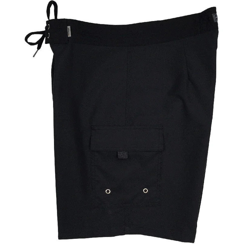 Classic Retro "A Solid Color" Mens Board Shorts - 19.5" Outseam / 7" Inseam (Black+Black Stitching) Classic Retro "A Solid Color" Mens Board Shorts - 19.5" Outseam / 7" Inseam (Black+Black Stitching)