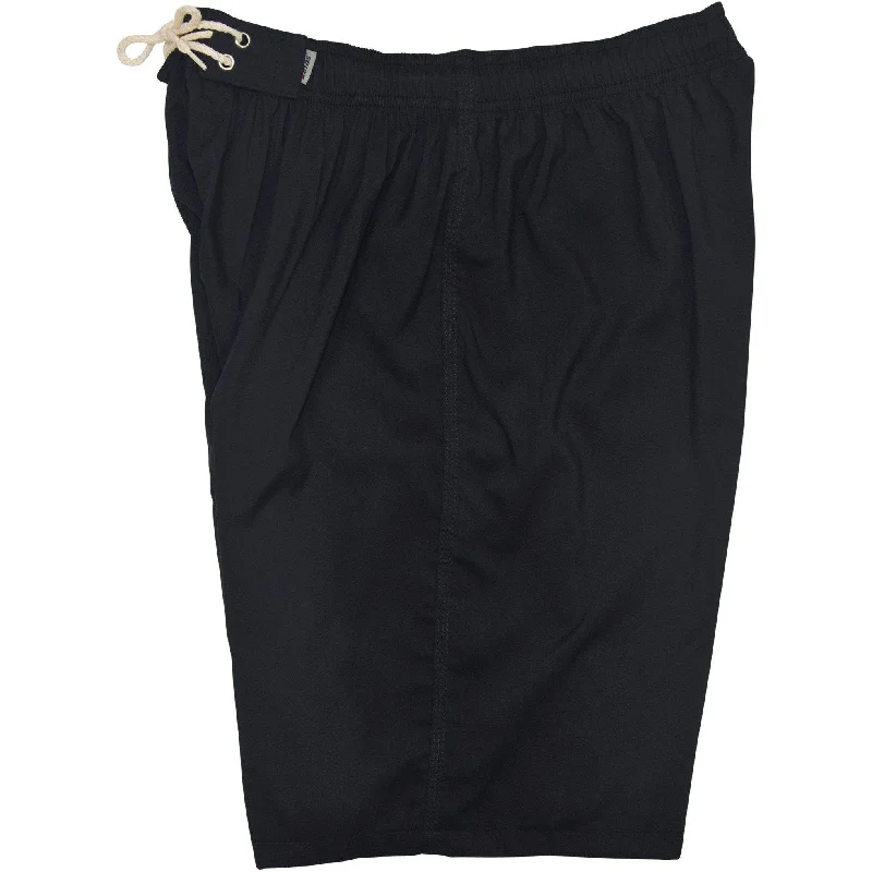Single-shoulder Neck Design "A Solid Color" Mens Elastic Waist Board Shorts - 22" Outseam / 9.5" Inseam (Black+Black Stitching) Single-shoulder Neck Design "A Solid Color" Mens Elastic Waist Board Shorts - 22" Outseam / 9.5" Inseam (Black+Black Stitching)