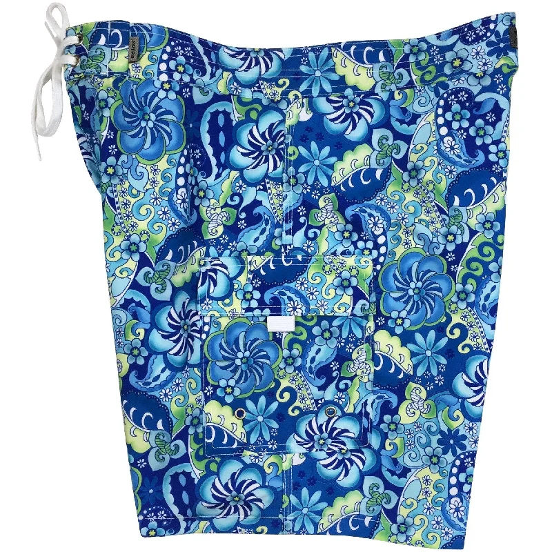 Slim Fit "Lucy in the Sky" Mens Board Shorts - 17.5" Outseam / 5" Inseam (Blue)