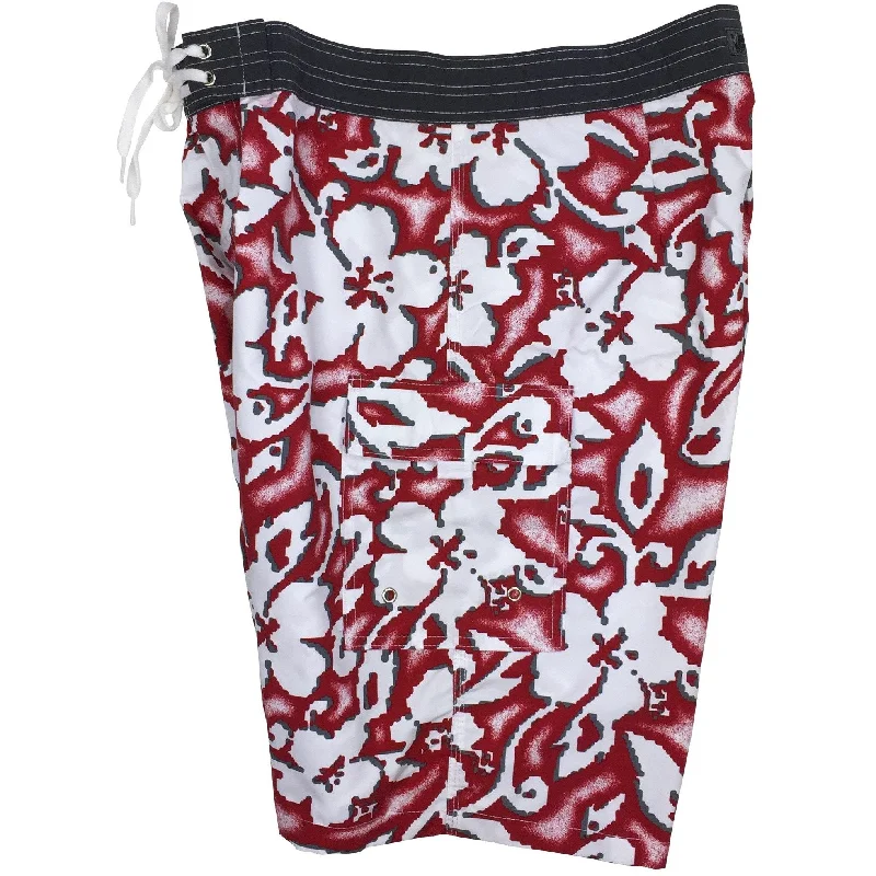 Elegant Style **Fixed (Non Elastic) Waist Board Shorts "Magnified" (Red) Print Mens CUSTOM Elegant Style **Fixed (Non Elastic) Waist Board Shorts "Magnified" (Red) Print Mens CUSTOM