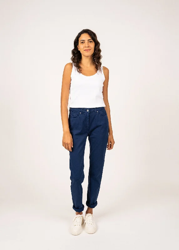 Body Design Mimosa high waist pants - slim fit, in stretch cotton (INDIGO)