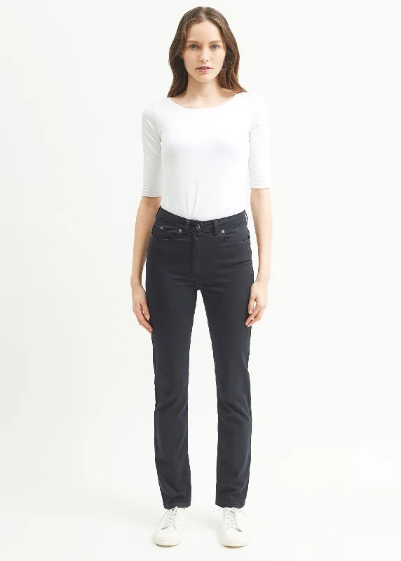 Noble And Elegant Mimosa high waist pants - slim fit, in stretch cotton (NAVY)