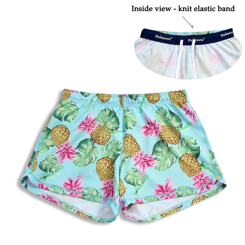 Casual Style N91-CW9584 (Green with yellow pineapple),  Ladies 4-way stretch comfort waist shorts