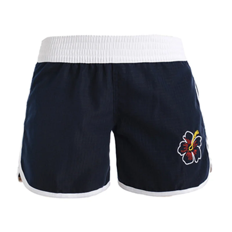 Embroidered Letters N91-W1198 (Navy solid with rainbow design), Ladies 100% Microfiber Walk Shorts
